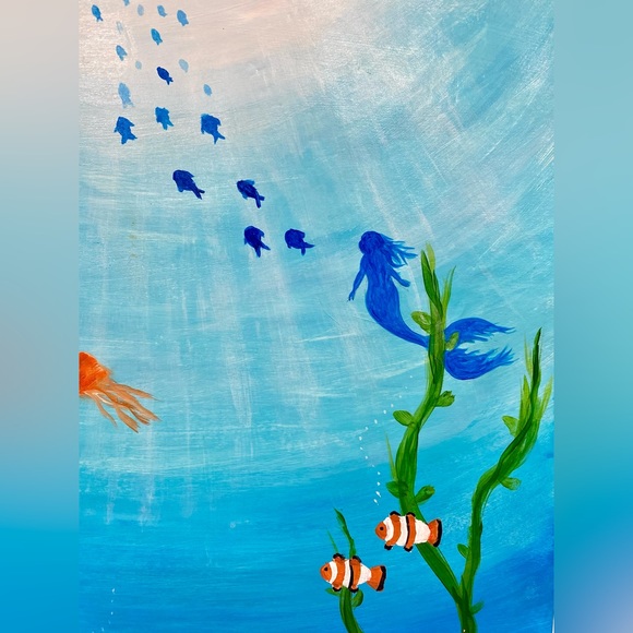 Original “Under The Sea” Acrylic Painting 11” x 14” on Foamboard NOT FRAMED - Picture 4 of 16